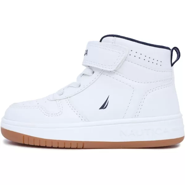 Nautica Kids High Top Sneaker Fashion Boot High Top Basketball Shoe BoysGirls ToddlerLittle KidsWhite Smoothoakford