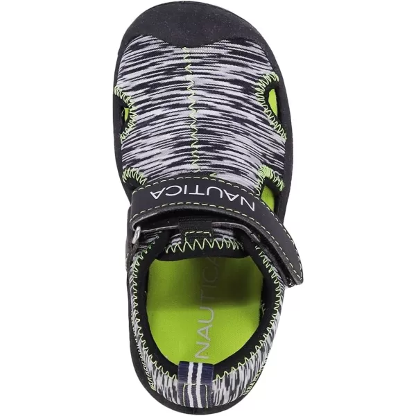 Nautica Kids Kettle Gulf Protective Water ShoeClosedToe Sport Sandal Navy Heather Print ToddlerLittle KidBlack Heather Lime