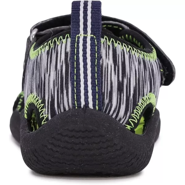 Nautica Kids Kettle Gulf Protective Water ShoeClosedToe Sport Sandal Navy Heather Print ToddlerLittle KidBlack Heather Lime