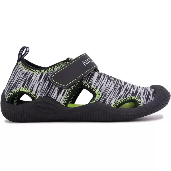 Nautica Kids Kettle Gulf Protective Water ShoeClosedToe Sport Sandal Navy Heather Print ToddlerLittle KidBlack Heather Lime