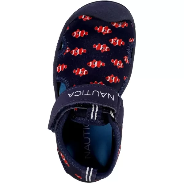 Nautica Kids Kettle Gulf Protective Water ShoeClosedToe Sport Sandal Navy Heather Print ToddlerLittle KidNavy Clownfish