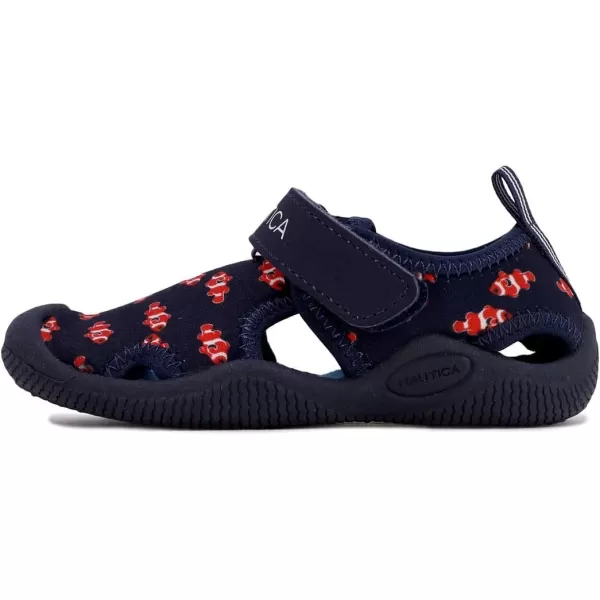 Nautica Kids Kettle Gulf Protective Water ShoeClosedToe Sport Sandal Navy Heather Print ToddlerLittle KidNavy Clownfish