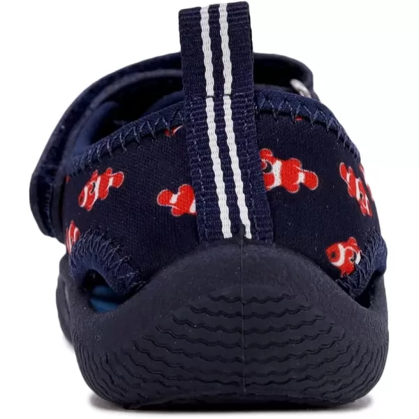 Nautica Kids Kettle Gulf Protective Water ShoeClosedToe Sport Sandal Navy Heather Print ToddlerLittle KidNavy Clownfish