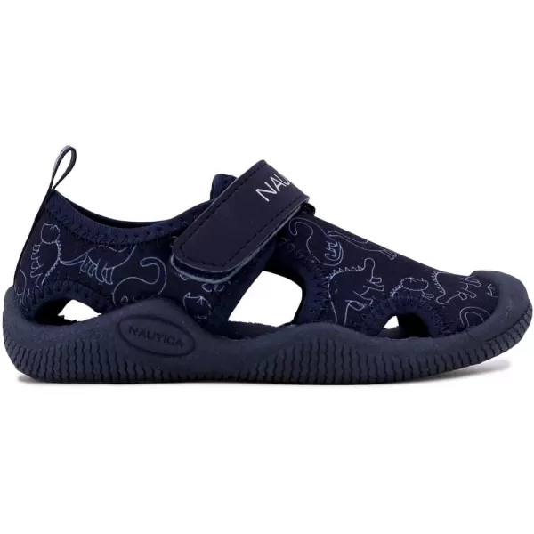 Nautica Kids Kettle Gulf Protective Water ShoeClosedToe Sport Sandal Navy Heather Print ToddlerLittle KidNavy Dino Outline