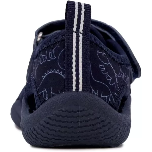 Nautica Kids Kettle Gulf Protective Water ShoeClosedToe Sport Sandal Navy Heather Print ToddlerLittle KidNavy Dino Outline