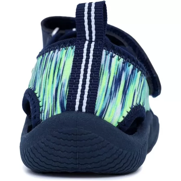 Nautica Kids Kettle Gulf Protective Water ShoeClosedToe Sport Sandal Navy Heather Print ToddlerLittle KidNavy Lime Heather