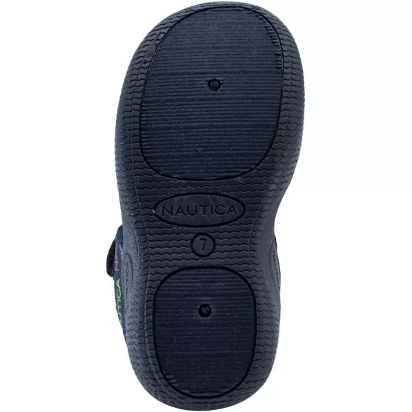 Nautica Kids Kettle Gulf Protective Water ShoeClosedToe Sport Sandal Navy Heather Print ToddlerLittle KidNavy Rainbow Logo