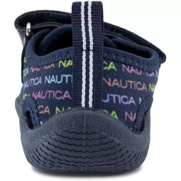 Nautica Kids Kettle Gulf Protective Water ShoeClosedToe Sport Sandal Navy Heather Print ToddlerLittle KidNavy Rainbow Logo