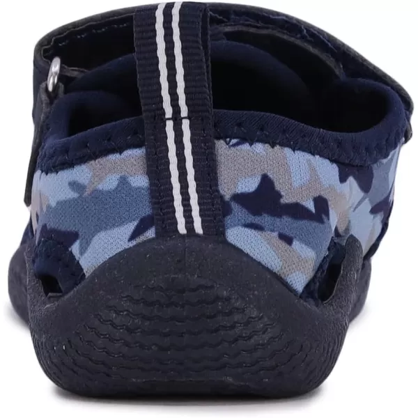 Nautica Kids Kettle Gulf Protective Water ShoeClosedToe Sport Sandal Navy Heather Print ToddlerLittle KidNavy Shark Camo