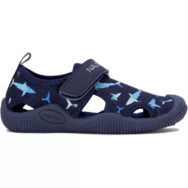 Nautica Kids Kettle Gulf Protective Water ShoeClosedToe Sport Sandal Navy Heather Print ToddlerLittle KidNavy Speckle Shark