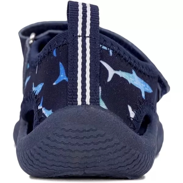 Nautica Kids Kettle Gulf Protective Water ShoeClosedToe Sport Sandal Navy Heather Print ToddlerLittle KidNavy Speckle Shark