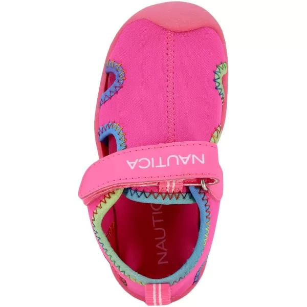Nautica Kids Kettle Gulf Protective Water ShoeClosedToe Sport Sandal Navy Heather Print ToddlerLittle KidPink Multi Binding