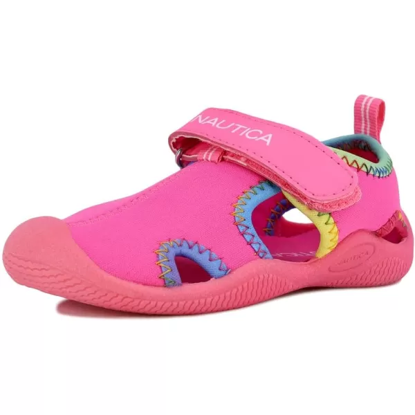 Nautica Kids Kettle Gulf Protective Water ShoeClosedToe Sport Sandal Navy Heather Print ToddlerLittle KidPink Multi Binding