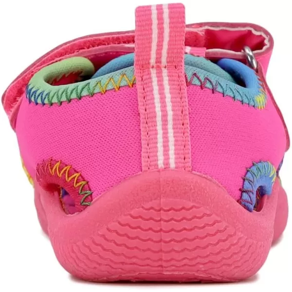 Nautica Kids Kettle Gulf Protective Water ShoeClosedToe Sport Sandal Navy Heather Print ToddlerLittle KidPink Multi Binding