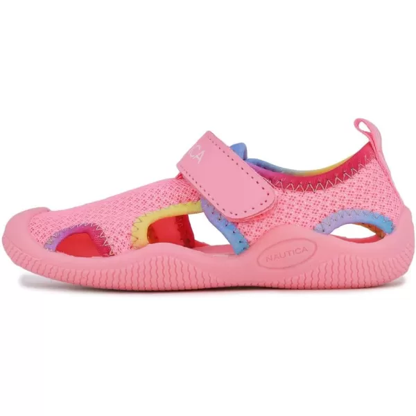 Nautica Kids Kettle Gulf Protective Water ShoeClosedToe Sport Sandal Navy Heather Print ToddlerLittle KidPink Rainbow