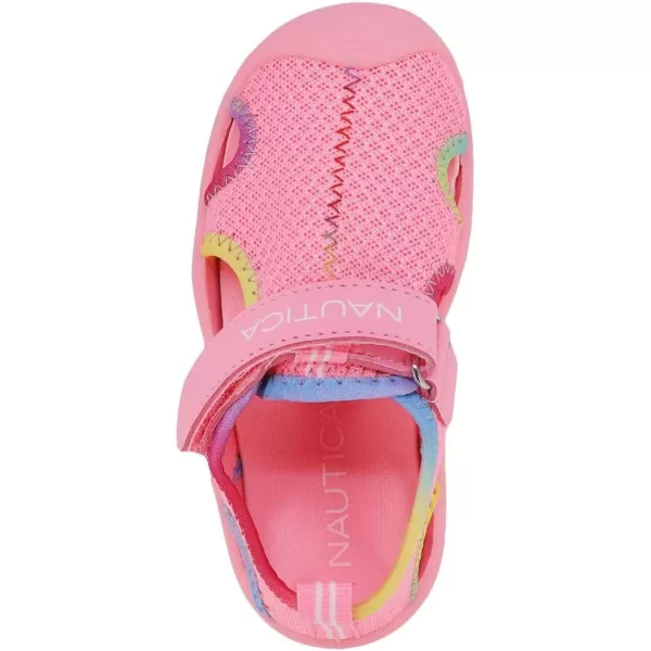 Nautica Kids Kettle Gulf Protective Water ShoeClosedToe Sport Sandal Navy Heather Print ToddlerLittle KidPink Rainbow