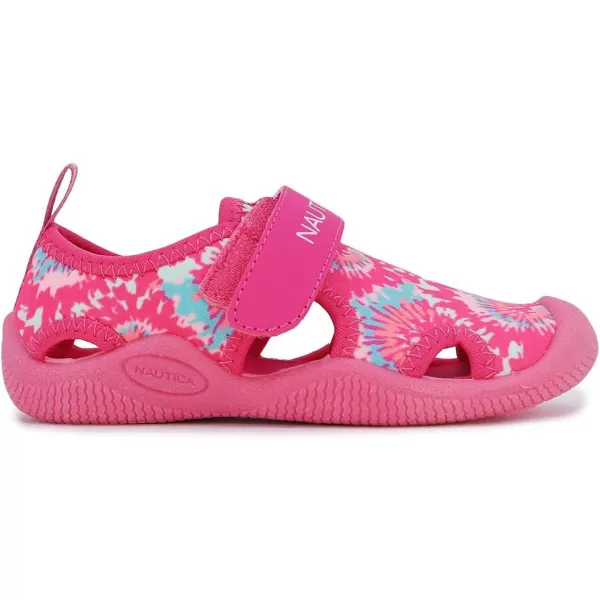 Nautica Kids Kettle Gulf Protective Water ShoeClosedToe Sport Sandal Navy Heather Print ToddlerLittle KidPink Tie Dye