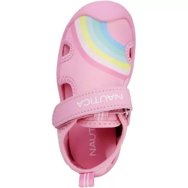 Nautica Kids Kettle Gulf Protective Water ShoeClosedToe Sport Sandal Navy Heather Print ToddlerLittle KidPrism Pink Rainbow