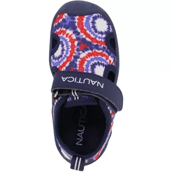 Nautica Kids Kettle Gulf Protective Water ShoeClosedToe Sport Sandal Navy Heather Print ToddlerLittle KidRed White Blue Tie Dye