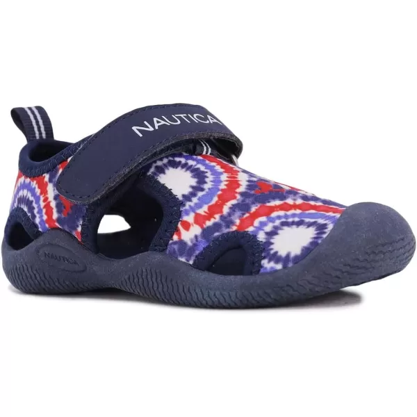 Nautica Kids Kettle Gulf Protective Water ShoeClosedToe Sport Sandal Navy Heather Print ToddlerLittle KidRed White Blue Tie Dye