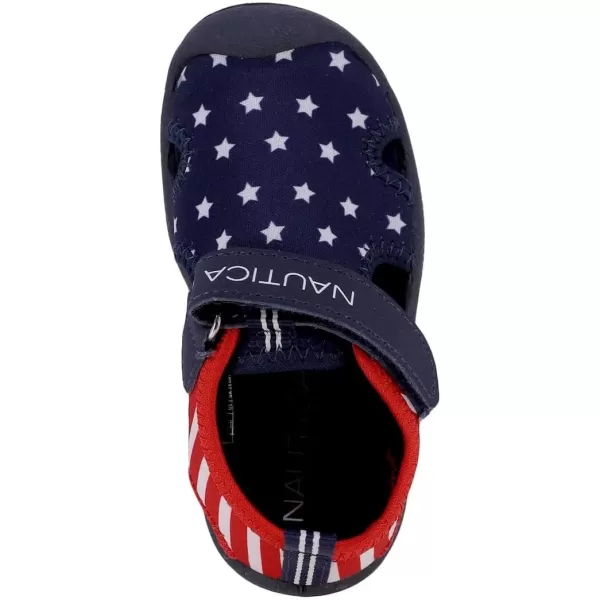 Nautica Kids Kettle Gulf Protective Water ShoeClosedToe Sport Sandal Navy Heather Print ToddlerLittle KidStars and Stripe