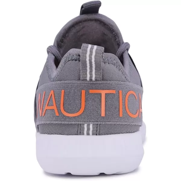 Nautica Kids LaceUp Sneakers  Comfortable Running Shoes for Boys and Girls  Little KidBig KidGrey Orange Logo