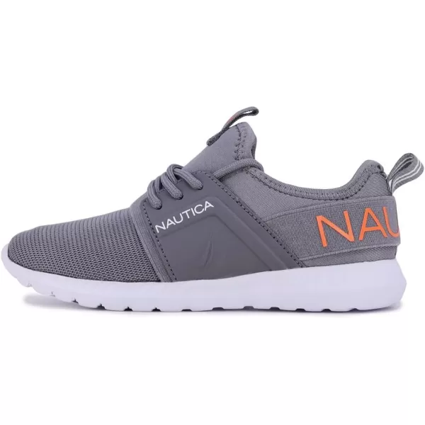 Nautica Kids LaceUp Sneakers  Comfortable Running Shoes for Boys and Girls  Little KidBig KidGrey Orange Logo