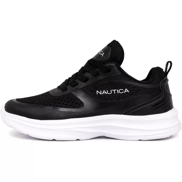 Nautica Kids Laceup Sneakers for Boys and Girls  Jelly Sole Walking Shoes Athletic Running Shoes with Chunky Cushion Heel Technology Little KidBig KidBlack White