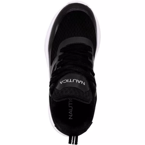 Nautica Kids Laceup Sneakers for Boys and Girls  Jelly Sole Walking Shoes Athletic Running Shoes with Chunky Cushion Heel Technology Little KidBig KidBlack White