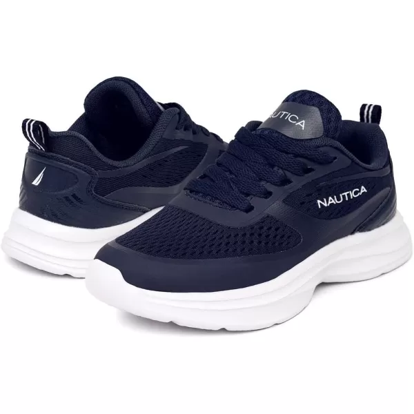 Nautica Kids Laceup Sneakers for Boys and Girls  Jelly Sole Walking Shoes Athletic Running Shoes with Chunky Cushion Heel Technology Little KidBig KidNavy White
