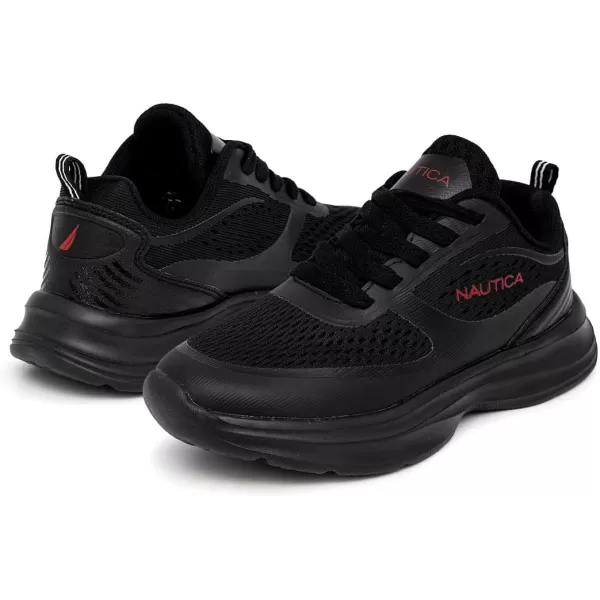 Nautica Kids Laceup Sneakers for Boys and Girls  Jelly Sole Walking Shoes Athletic Running Shoes with Chunky Cushion Heel Technology Little KidBig KidBlack Red Pop