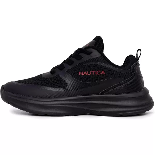 Nautica Kids Laceup Sneakers for Boys and Girls  Jelly Sole Walking Shoes Athletic Running Shoes with Chunky Cushion Heel Technology Little KidBig KidBlack Red Pop