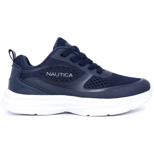 Nautica Kids Laceup Sneakers for Boys and Girls  Jelly Sole Walking Shoes Athletic Running Shoes with Chunky Cushion Heel Technology Little KidBig KidNavy White