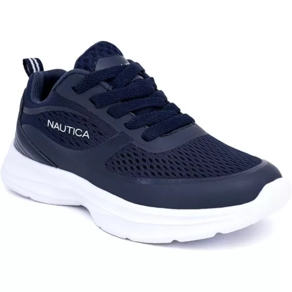 Nautica Kids Laceup Sneakers for Boys and Girls  Jelly Sole Walking Shoes Athletic Running Shoes with Chunky Cushion Heel Technology Little KidBig KidNavy White