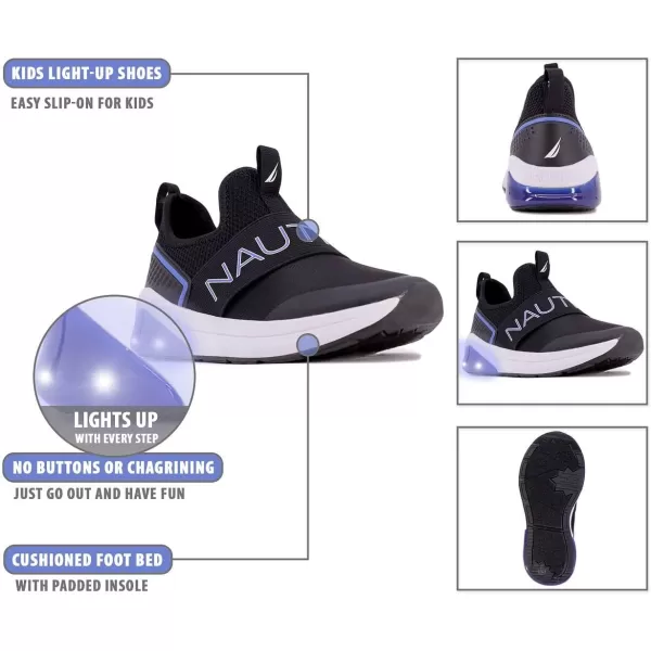 Nautica Kids Light Up Flashing Sneaker Athletic Running Shoes LaceUpBungeeSlipon Boy  GirlLittle KidBig Kid Kappil Parks Neave LightsBlack Cobalt Lightsalois