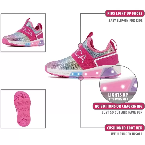 Nautica Kids Light Up Flashing Sneaker Athletic Running Shoes LaceUpBungeeSlipon Boy  GirlLittle KidBig Kid Kappil Parks Neave LightsBright Glitter Rainbow Lightsalois