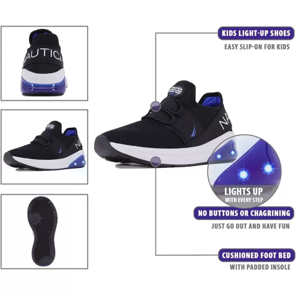 Nautica Kids Light Up Flashing Sneaker Athletic Running Shoes LaceUpBungeeSlipon Boy  GirlLittle KidBig Kid Kappil Parks Neave LightsLights Black Cobalt