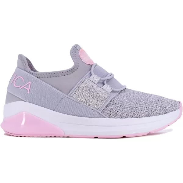 Nautica Kids Light Up Flashing Sneaker Athletic Running Shoes LaceUpBungeeSlipon Boy  GirlLittle KidBig Kid Kappil Parks Neave LightsLights Grey Sparkle Pink