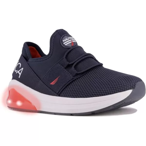 Nautica Kids Light Up Flashing Sneaker Athletic Running Shoes LaceUpBungeeSlipon Boy  GirlLittle KidBig Kid Kappil Parks Neave LightsLights Navy Red