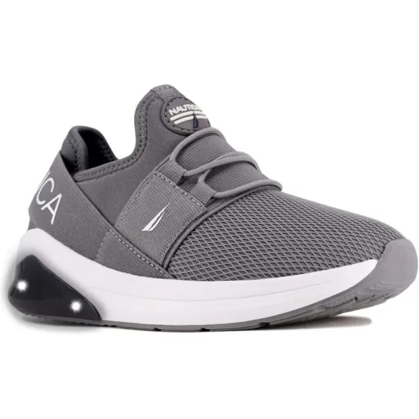 Nautica Kids Light Up Flashing Sneaker Athletic Running Shoes LaceUpBungeeSlipon Boy  GirlLittle KidBig Kid Kappil Parks Neave LightsLights Storm Grey Navy