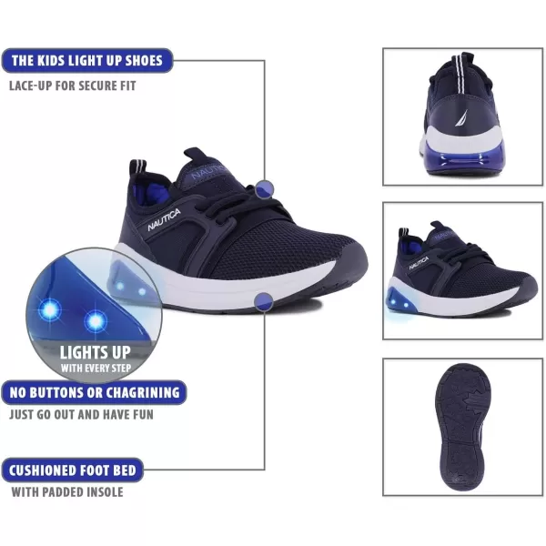 Nautica Kids Light Up Flashing Sneaker Athletic Running Shoes LaceUpBungeeSlipon Boy  GirlLittle KidBig Kid Kappil Parks Neave LightsNavy Cobalt Lights