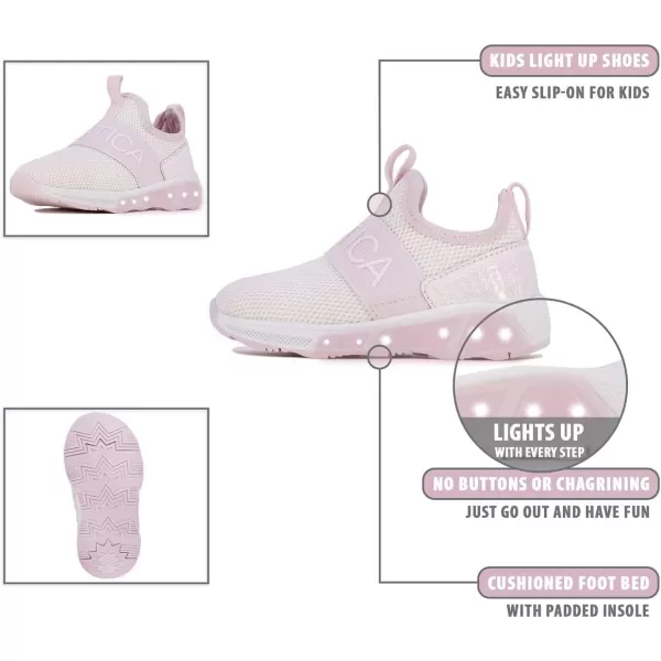 Nautica Kids Light Up Flashing Sneaker Athletic Running Shoes LaceUpBungeeSlipon Boy  GirlLittle KidBig Kid Kappil Parks Neave LightsWhite Pink Disco Lightsalois