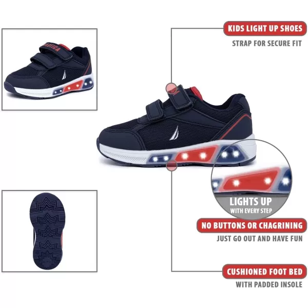 Nautica Kids LightUp Flashing Sneaker Athletic Running Shoes with Strap  Fashionable and Fun for Boys and Girls  Available in Toddler and Little Kid SizesNavy Redplankton