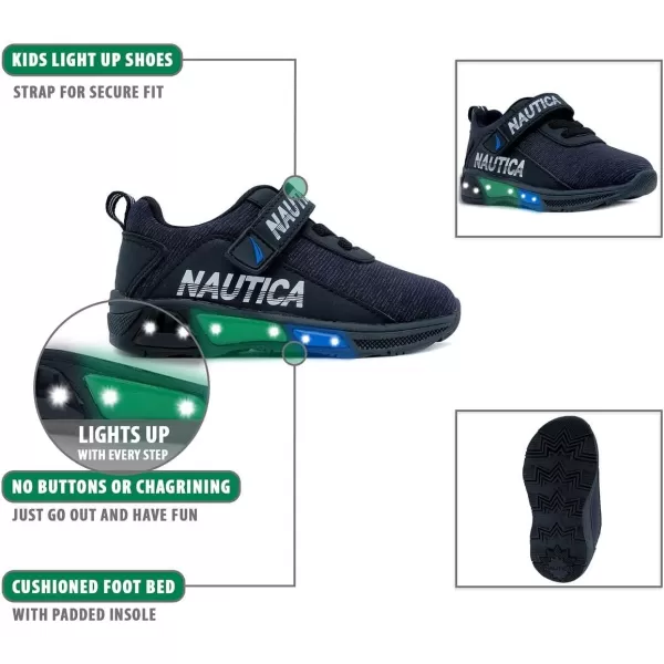 Nautica Kids LightUp Flashing Sneaker Athletic Running Shoes with Strap  Fashionable and Fun for Boys and Girls  Available in Toddler and Little Kid SizesBlack Multi Pop