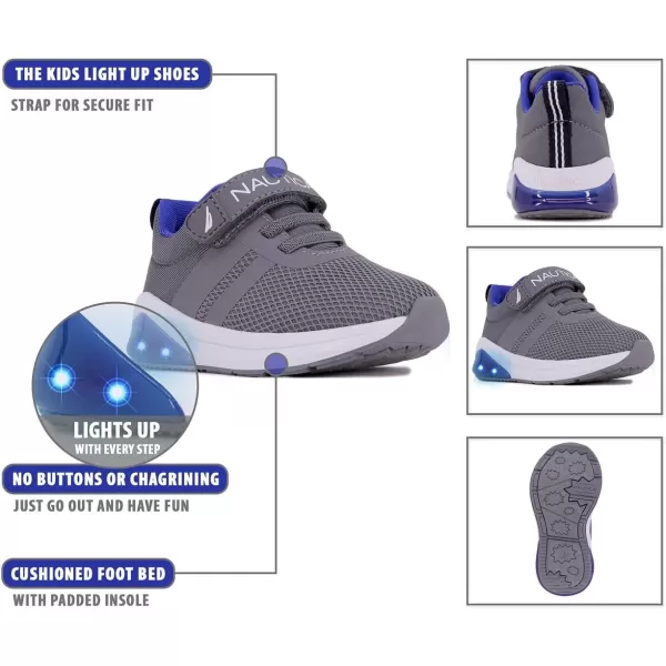 Nautica Kids LightUp Flashing Sneaker Athletic Running Shoes with Strap  Fashionable and Fun for Boys and Girls  Available in Toddler and Little Kid SizesBuoy Lightsgrey Cobalt