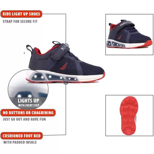 Nautica Kids LightUp Flashing Sneaker Athletic Running Shoes with Strap  Fashionable and Fun for Boys and Girls  Available in Toddler and Little Kid SizesJurnee Lightsnavy Red Pop