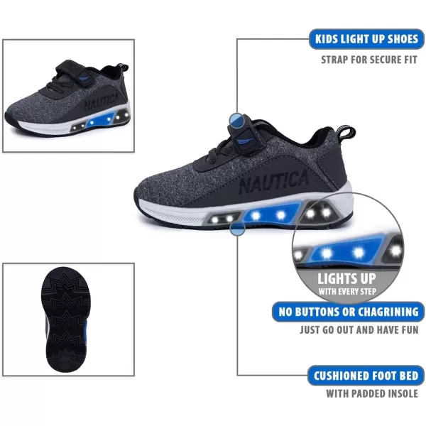 Nautica Kids LightUp Flashing Sneaker Athletic Running Shoes with Strap  Fashionable and Fun for Boys and Girls  Available in Toddler and Little Kid SizesGrey Black Blue Pop