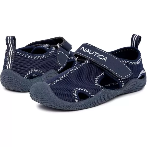 Nautica Kids Protective Water ShoeClosedToe Sport Sandal Boy  Girl Big KidLittle KidToddlerNavy Small Mesh