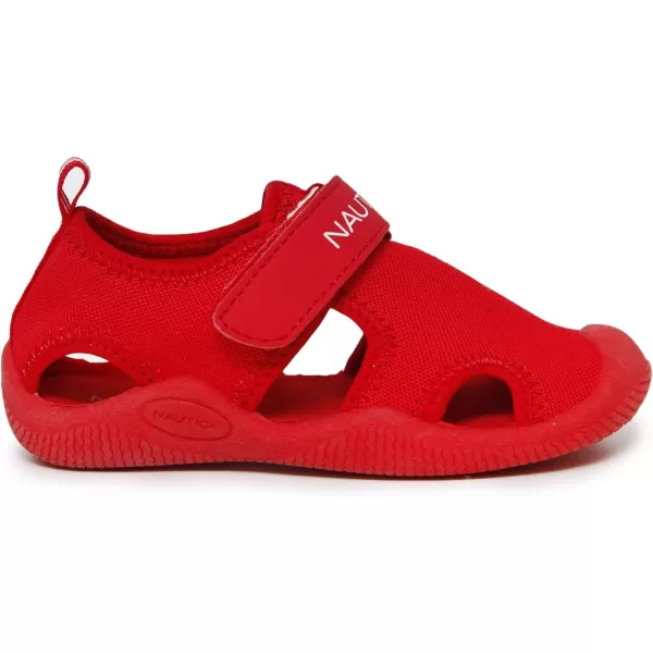 Nautica Kids Protective Water ShoeClosedToe Sport Sandal Boy  Girl Big KidLittle KidToddlerRed Small Mesh