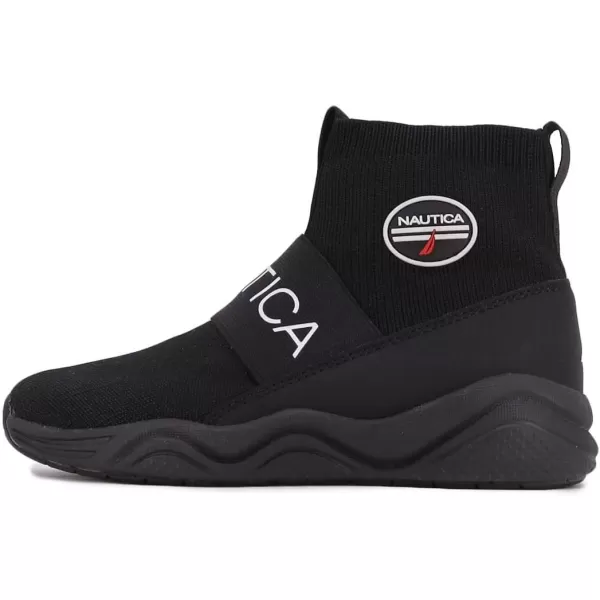Nautica Kids Silas HighTop Sock SlipOn Sneaker with Enhanced Ankle Support  Available in Big Kid Little Kid and Toddler Sizes for Boys and GirlsBlack Monochrome